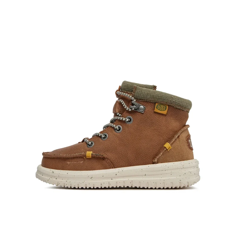 Hey Dude Bradley 40269-267 Boot Kids Walnut Leather Moc Toe Casual Ankle SHOP549